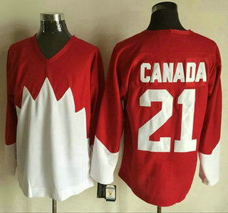 Men's Team Canada #21 Canada 1972 CCM Throwback Hockey Red Jersey