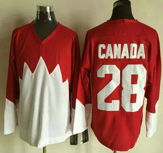 Men's Team Canada #28 Canada 1972 CCM Throwback Hockey Red Jersey