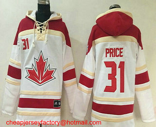 Men's Team Canada #31 Carey Price 2016 World Cup of Hockey White Stitched Old Time Hockey Hoodie