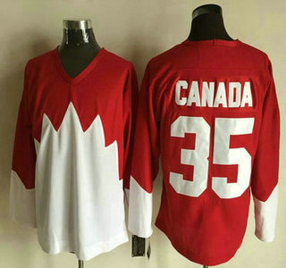 Men's Team Canada #35 Canada 1972 CCM Throwback Hockey Red Jersey
