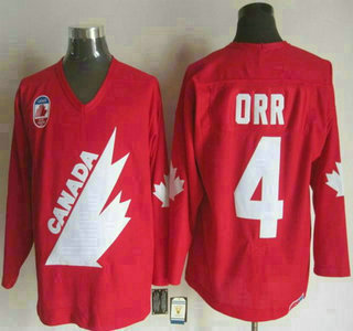 Men's Team Canada #4 Bobby Orr 1991 Olympic Red CCM Vintage Throwback Jersey