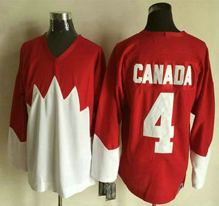Men's Team Canada #4 Canada 1972 CCM Throwback Hockey Red Jersey
