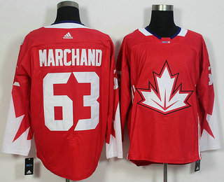 Men's Team Canada #63 Brad Marchand Red 2016 World Cup of Hockey Game Jersey