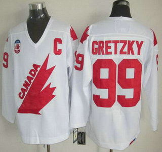 Men's Team Canada #99 Wayne Gretzky 1991 Olympic White CCM Vintage Throwback Jersey
