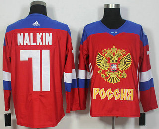 Men's Team Russia #71 Evgeni Malkin Red 2016 World Cup of Hockey Game Jersey