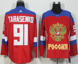 Men's Team Russia #91 Vladimir Tarasenko Red 2016 World Cup of Hockey Game Jersey