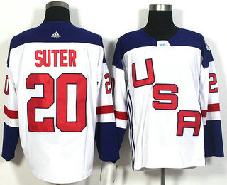 Men's Team USA #20 Ryan Suter White 2016 World Cup of Hockey Game Jersey