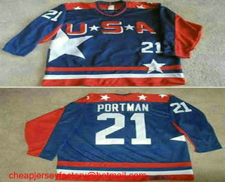 Men's Team USA #21 Dean Portman Blue Jersey
