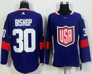 Men's Team USA #30 Ben Bishop Navy Blue 2016 World Cup of Hockey Game Jersey