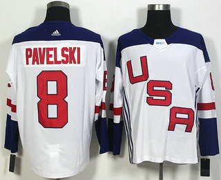 Men's Team USA #8 Joe Pavelski White 2016 World Cup of Hockey Game Jersey