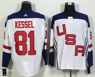 Men's Team USA #81 Phil Kessel White 2016 World Cup of Hockey Game Jersey