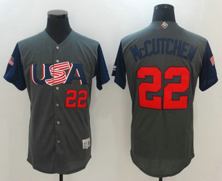 Men's Team USA Baseball #22 Andrew McCutchen Gray 2017 World Baseball Classic Stitched Authentic Jersey