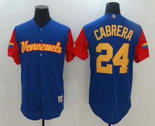 Men's Team Venezuela Baseball #24 Miguel Cabrera Royal Blue 2017 World Baseball Classic Stitched Replica Jersey