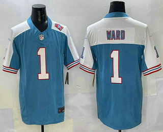 Men's Tennessee Titans #1 Cameron Ward Limited Blue 1997 Throwback Thanksgiving FUSE Vapor Jersey