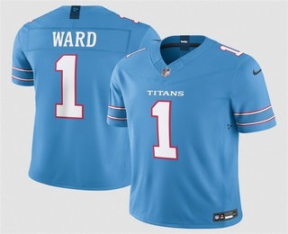 Men's Tennessee Titans #1 Cameron Ward Limited Light Blue 2026 FUSE Vapor Jersey