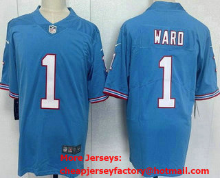 Men's Tennessee Titans #1 Cameron Ward Limited Light Blue Throwback Vapor Jersey