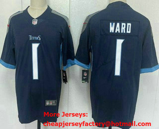 Men's Tennessee Titans #1 Cameron Ward Limited Navy Vapor Jersey