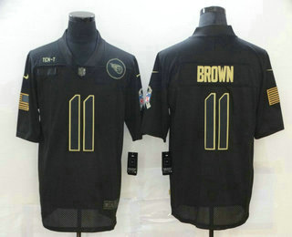 Men's Tennessee Titans #11 A.J. Brown Black 2020 Salute To Service Stitched NFL Nike Limited Jersey