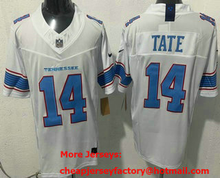 Men's Tennessee Titans #14 Carnell Tate Limited White FUSE Vapor Jersey