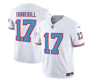 Men's Tennessee Titans #17 Ryan Tannehill White 2023 FUSE Vapor Limited Throwback Stitched Jersey