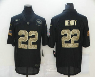 Men's Tennessee Titans #22 Derrick Henry Black Camo 2020 Salute To Service Stitched NFL Nike Limited Jersey