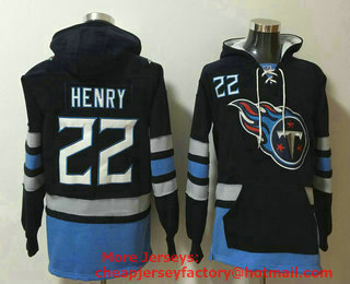 Men's Tennessee Titans #22 Derrick Henry Blue NEW Navy Blue Pocket Stitched NFL Pullover Hoodie