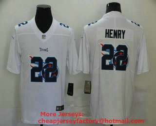 Men's Tennessee Titans #22 Derrick Henry White 2020 Shadow Logo Vapor Untouchable Stitched NFL Nike Limited Jersey