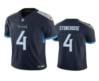 Men's Tennessee Titans #4 Ryan Stonehouse Navy 2023 FUSE Vapor Limited Stitched Jersey