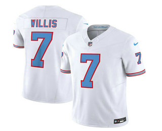 Men's Tennessee Titans #7 Malik Willis White 2023 FUSE Vapor Limited Throwback Stitched Jersey