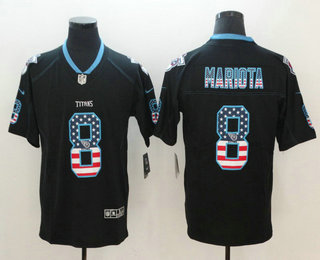 Men's Tennessee Titans #8 Marcus Mariota 2018 USA Flag Fashion Black Color Rush Stitched Nike Limited Jersey