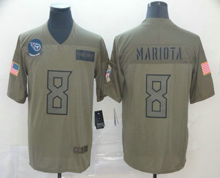 Men's Tennessee Titans #8 Marcus Mariota NEW Olive 2019 Salute To Service Stitched NFL Nike Limited Jersey