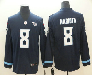 Men's Tennessee Titans #8 Marcus Mariota Nike Navy Therma Long Sleeve Limited Jersey