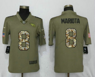 Men's Tennessee Titans #8 Marcus Mariota Olive With Camo 2017 Salute To Service Stitched NFL Nike Limited Jersey