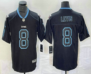 Men's Tennessee Titans #8 Will Levis 2018 Black Lights Out Color Rush Stitched NFL Nike Limited Jersey