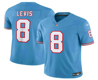Men's Tennessee Titans #8 Will Levis Light Blue 2023 FUSE Vapor Limited Throwback Stitched Jersey