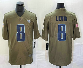 Men's Tennessee Titans #8 Will Levis Olive 2017 Salute To Service Stitched NFL Nike Limited Jersey