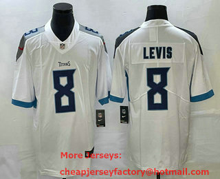 Men's Tennessee Titans #8 Will Levis White 2022 Vapor Untouchable Stitched Nike Limited Jersey