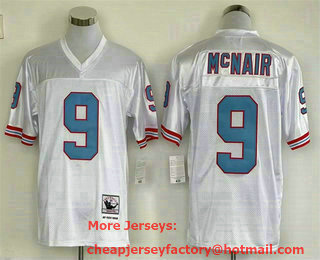 Men's Tennessee Titans #9 Steve McNair White Throwback Stitched Jersey