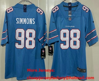 Men's Tennessee Titans #98 Jeffery Simmons Limited Light Blue Vapor Jersey