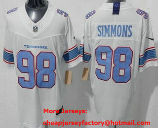 Men's Tennessee Titans #98 Jeffery Simmons Limited White FUSE Vapor Jersey