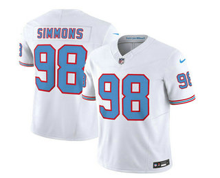 Men's Tennessee Titans #98 Jeffery Simmons White 2023 FUSE Vapor Limited Throwback Stitched Jersey