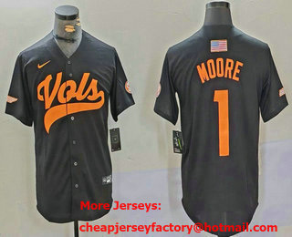 Men's Tennessee Volunteers #1 Christian Moore Grey With Patch Stitched Baseball Jersey