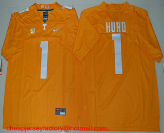 Men's Tennessee Volunteers #1 Jalen Hurd Orange Stitched College Football Nike NCAA Jersey