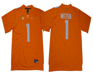Men's Tennessee Volunteers #1 Jason Witten Orange Stitched NCAA Nike College Football Jersey