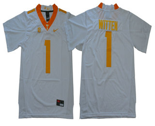 Men's Tennessee Volunteers #1 Jason Witten White Stitched NCAA Nike College Football Jersey