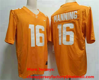 Men's Tennessee Volunteers #16 Peyton Manning Orange FUSE College Stitched Jersey