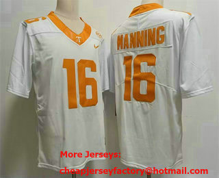 Men's Tennessee Volunteers #16 Peyton Manning White FUSE College Stitched Jersey