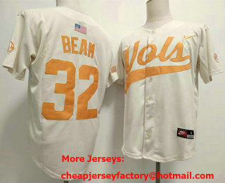 Men's Tennessee Volunteers #32 Drew Beam Cream College Football Stitched Jersey