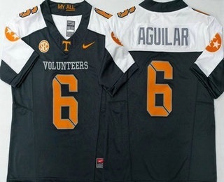 Men's Tennessee Volunteers #6 Joey Aguilar Black Thanksgiving Fashion College Football Jersey