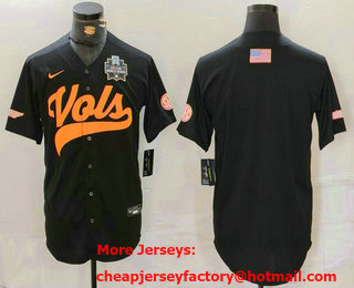 Men's Tennessee Volunteers Blank Black With Patch College Football Stitched Jersey
